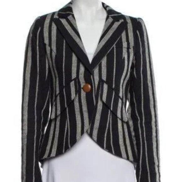 Pre-Loved Smythe Navy & White Linen Duchess Blazer - Picture 1 of 7